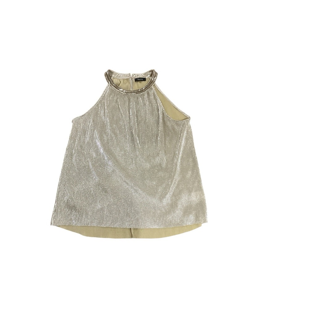 Verty Metallic‎ Gold Halter Top Large